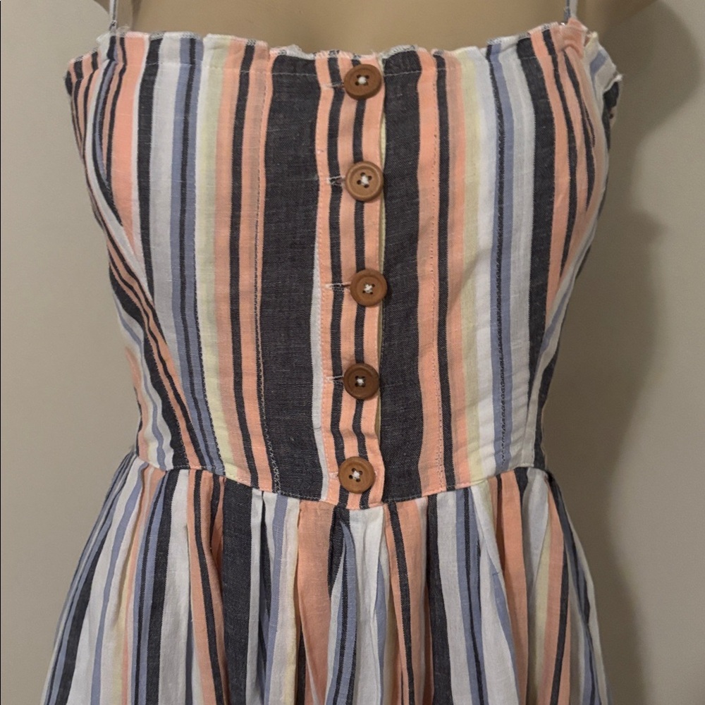 Lilah Multi Striped Pleated Midi Dress -Free People size L - Picture 7 of 9
